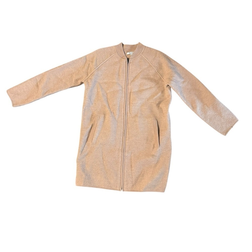 Madewell Women's XXS Merino Wool Long Sleeve Full Zip Jacket Peach Beige Preppy